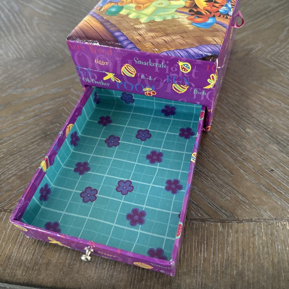 Winnie The Pooh & Friends Square Storage‎ Jewelry Gift Box Vintage Y2K Purple - Picture 8 of 13